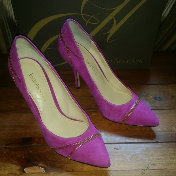 Enzo Angiolini EAPopculture Fuchsia Pink Suede 4" Heels - Picture 5 of 8